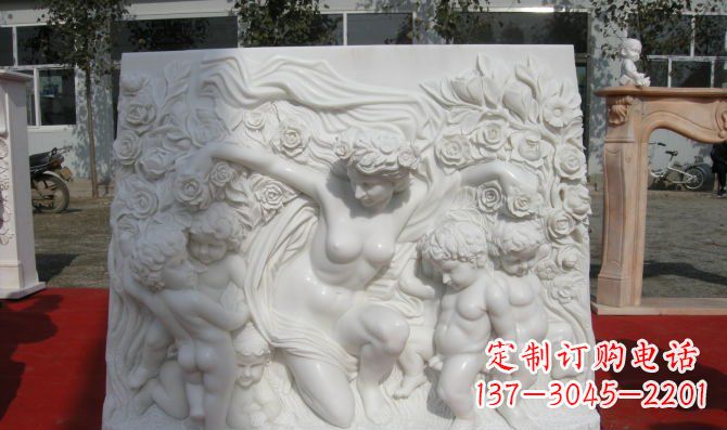 临沂西方女人与孩子汉白玉浮雕