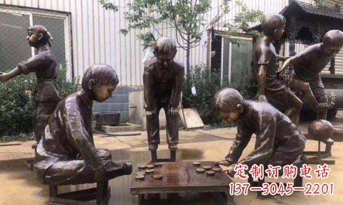 临沂下象棋儿童铜雕 (2)