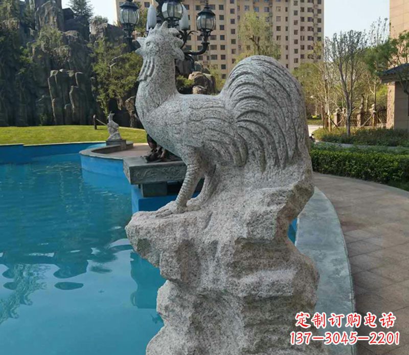 临沂小区十二生肖鸡动物石雕