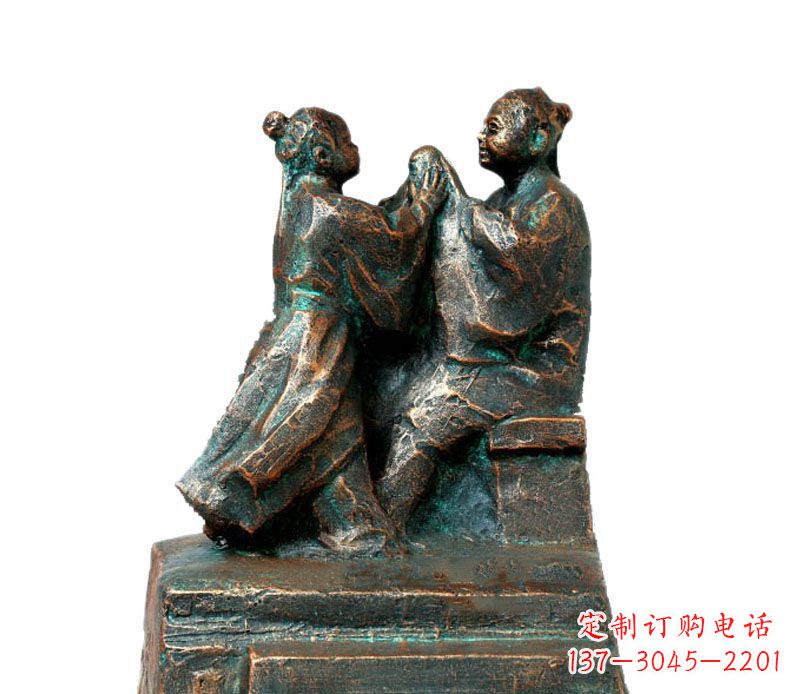 临沂校园古代孔融让梨人物铜雕