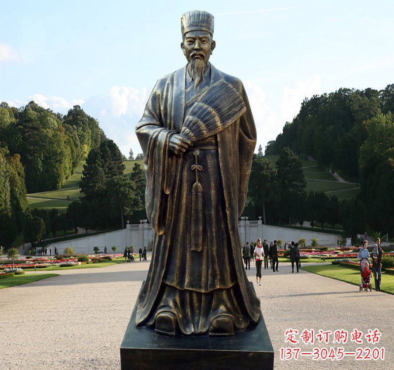 临沂校园古代名人诸葛亮铜雕
