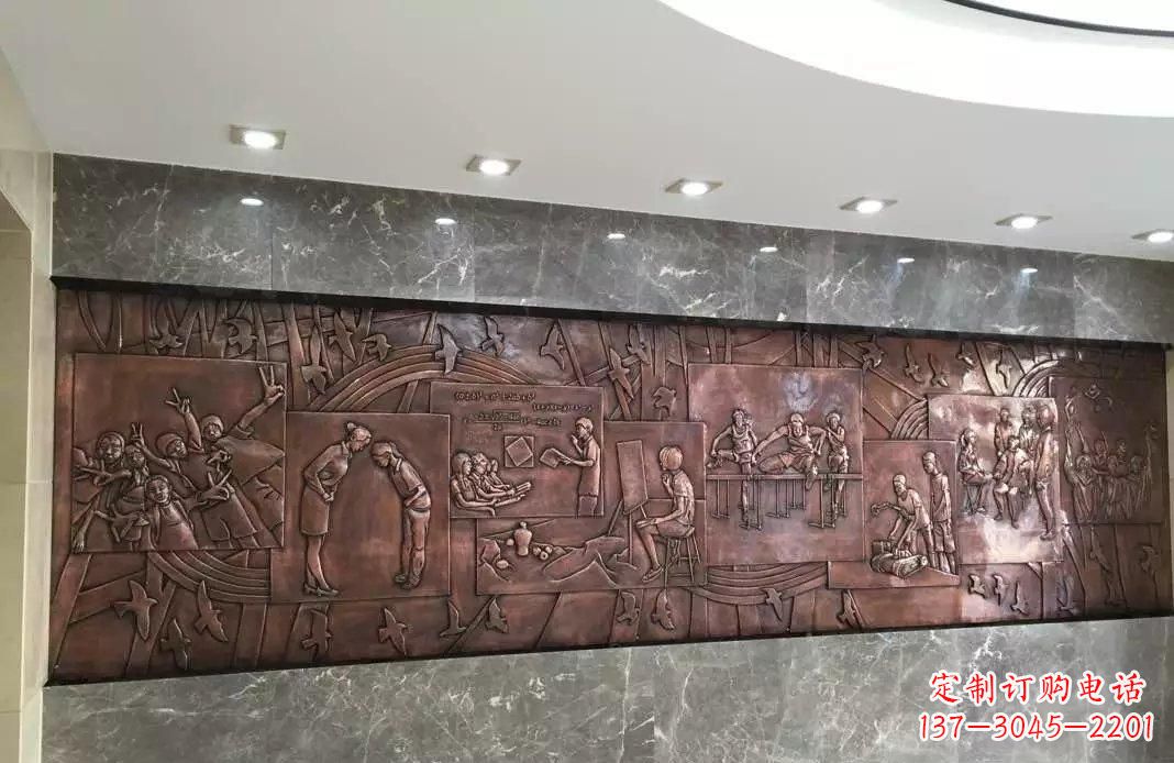 临沂校园老师与学生铜浮雕