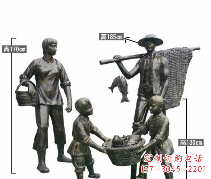 临沂渔夫捕鱼民俗铜雕 (3)