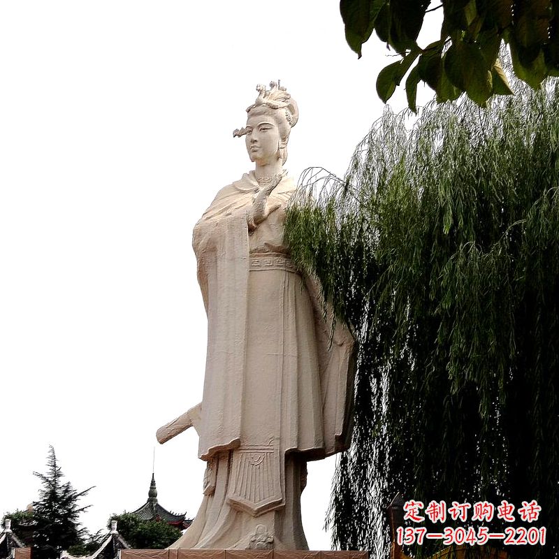 临沂虞姬砂岩石雕-景区园林古代人物著名美女雕像