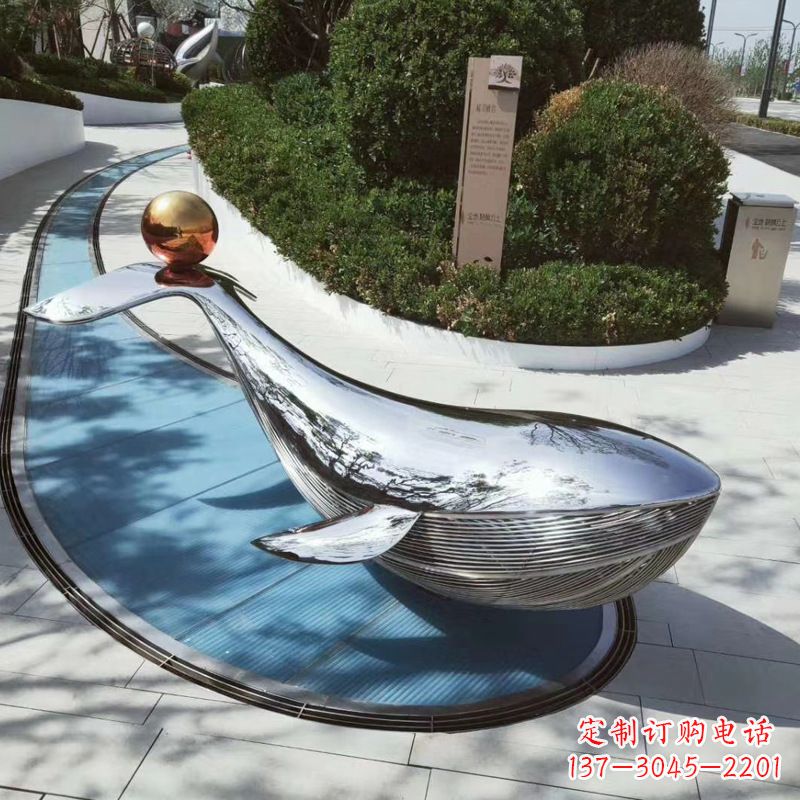 临沂园林不锈钢海豚景观摆件