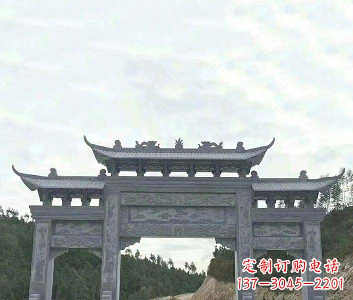 临沂园林仿古三门石牌坊景观石雕