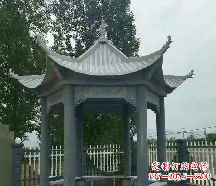临沂园林仿古石凉亭景观石雕 (2)
