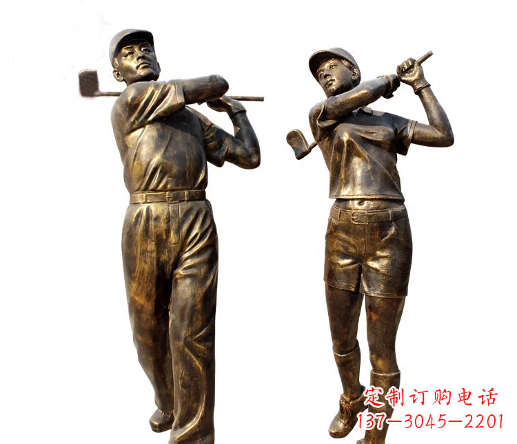 临沂公园打高尔夫人物铜雕